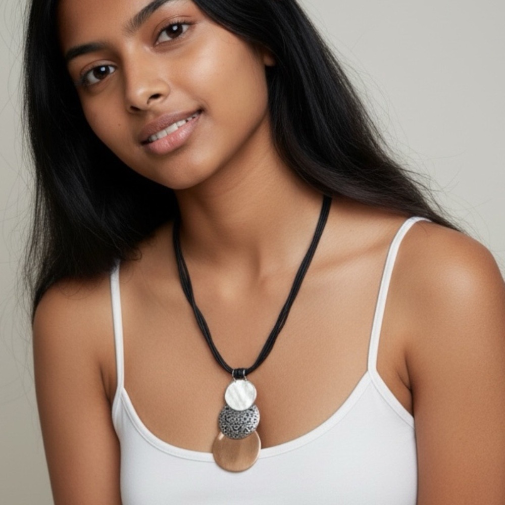 Elegant Silver and Gold Pendant Necklace